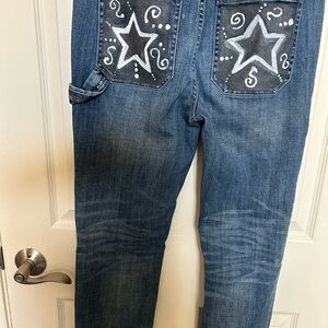 White House Black Market Slim Ankle Custom Embellished Painted Unique Jeans Sz 6